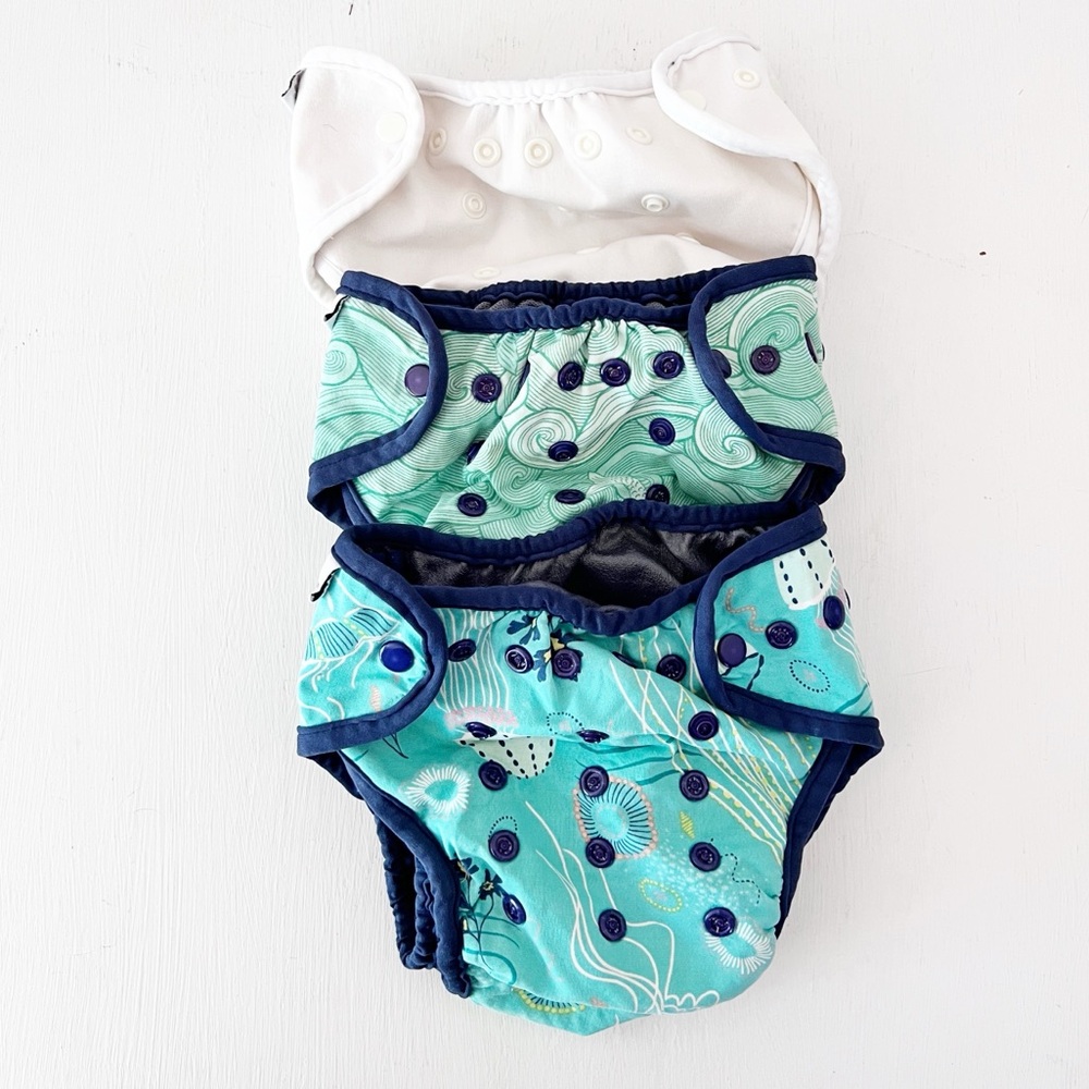 Best Bottoms Diaper Cover Lot of 3 Ocean Sea Jellyfish‎ Reusable Bestbottoms